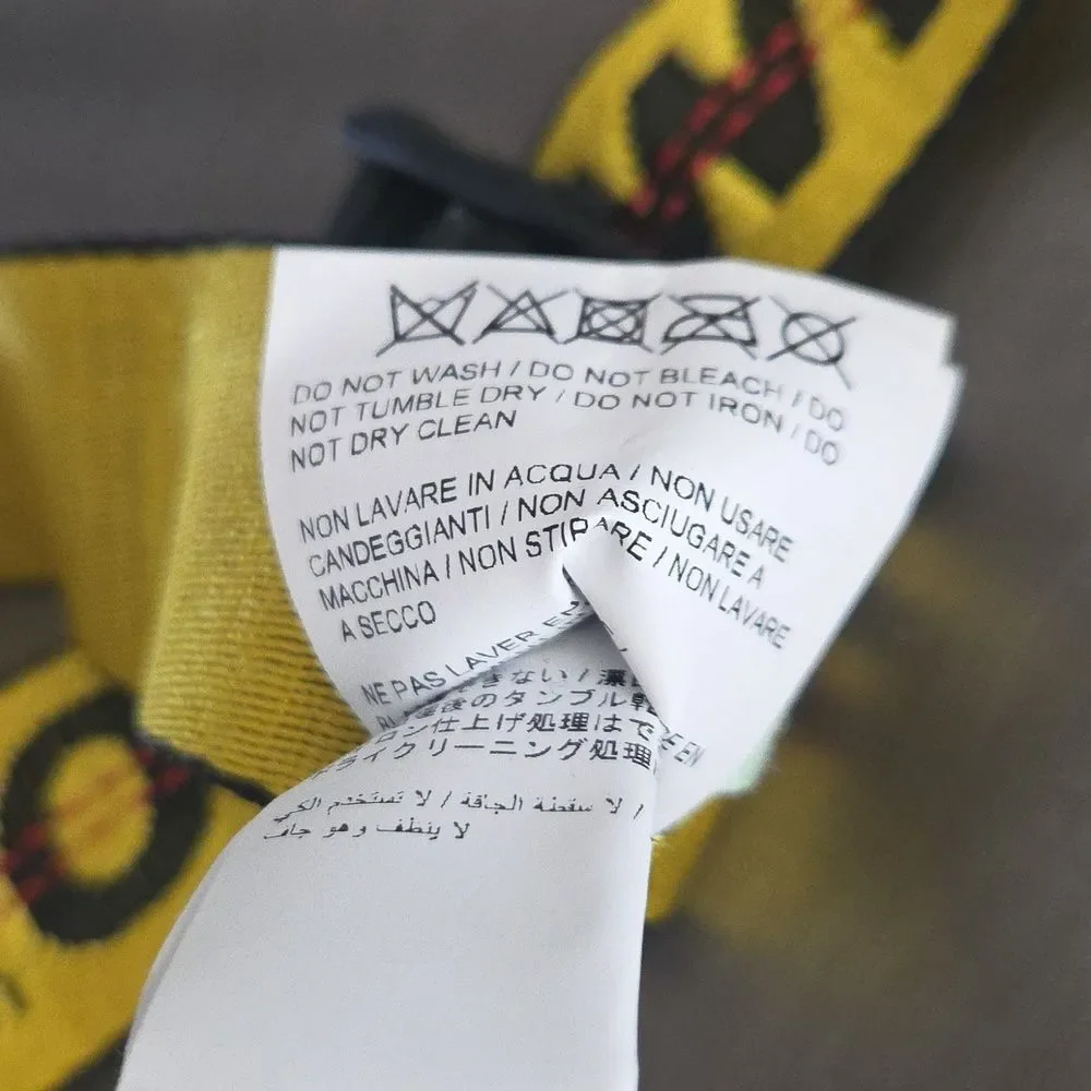 OFF-WHITE Industrial Yellow Black Web Logo Belt Virgil Abloh Metal Buckle